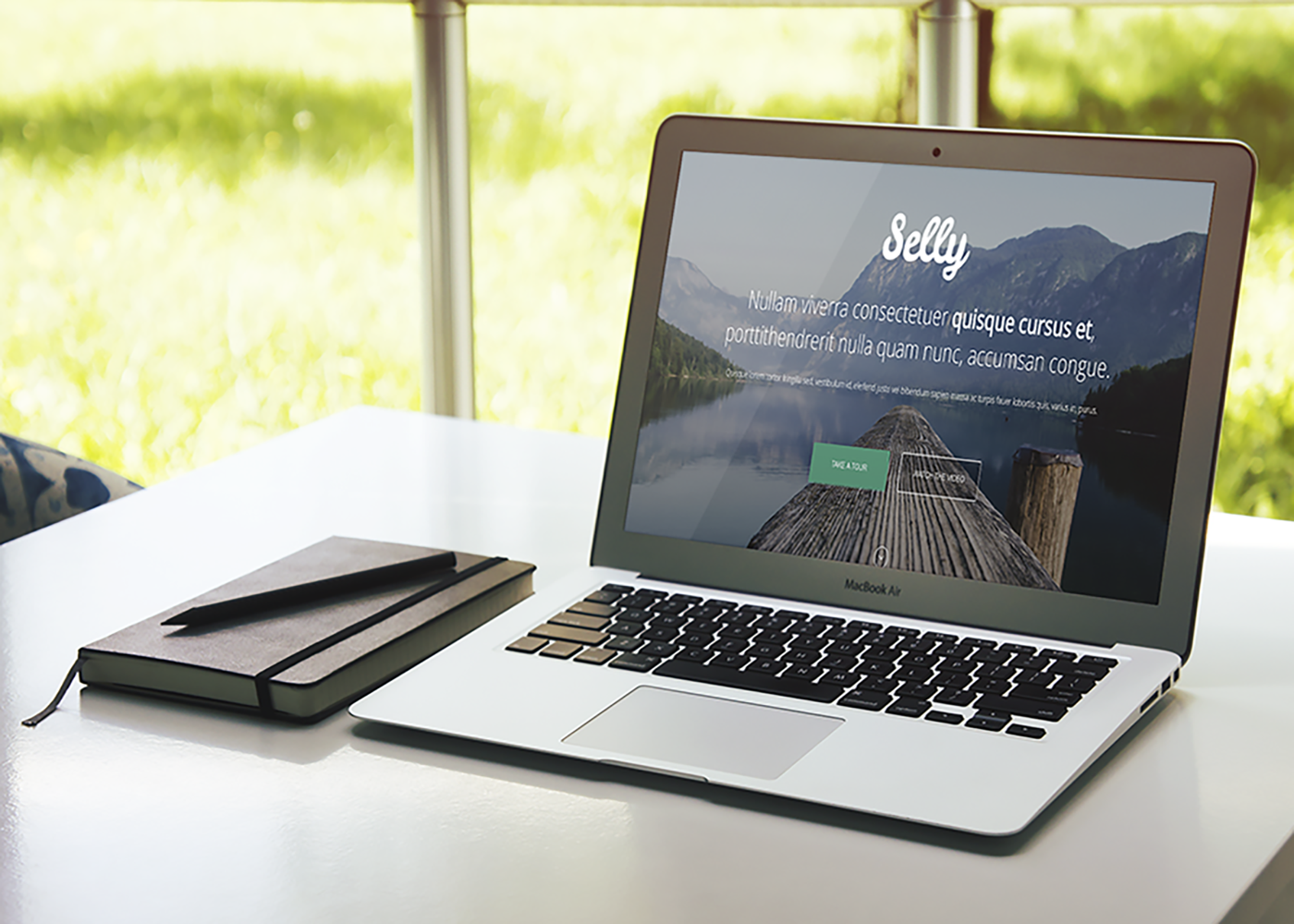 computer on desk mockup